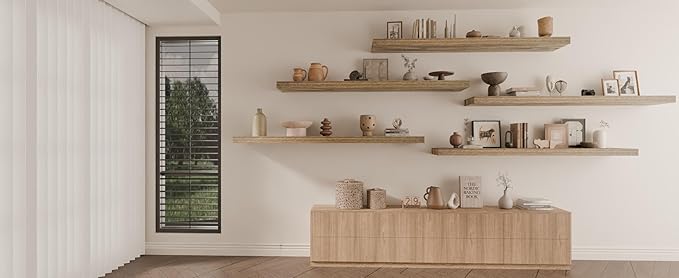 48 Inch Floating Shelves, 8 Inch Deep Floating Shelves for Wall, 5 Tier Hanging Wall Shelf with Invisible Brackets, Wall Mounted Display Shelves for Bathroom, Bedroom, Living Room,5 Tier-CasaMuseHome