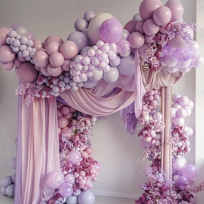 130pcs Lilac Purple Balloons Different Sizes 18" 12" 10" 5" Faded Purple Latex Balloon Garland Arch Kit for Birthday Baby Shower Graduation Wedding Gender Reveal Party Decorations-CasaMuseHome