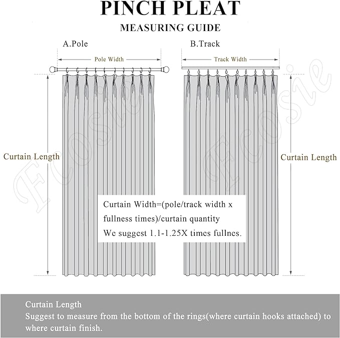 100" W x 84" L Faux Linen Room Divider Curtains, Full Blackout Pinch Pleated Drapes for Traverse Rod, Bedroom Divider Privacy Drapery with Hooks for Ceiling Track, 1 Panel, Light Khaki-CasaMuseHome