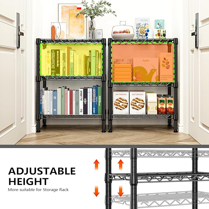 750 lbs 3 Tier Shelf Metal Storage Shelves Wire Rack Closet Organizers with PP Board for Garage Kitchen Bathroom Laundry Black 11.8" D x 21.7" W x 28.6" H-CasaMuseHome