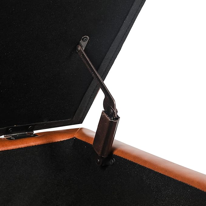 Adeco 17.7" Leather Cube Storage Orange Ottomans for Living Room-CasaMuseHome