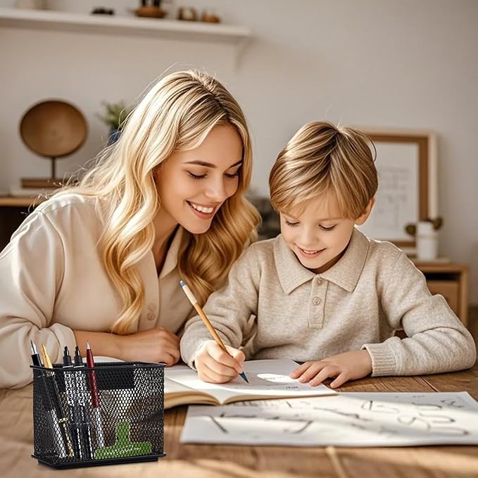 4.5'' × 2.2'' × 3.5'' Magnetic Basket for Whiteboard Black Magnetic Basket for Fridge Magnetic Organizer Holder with 4 Strong Magnets Magnetic Holder for Refrigerator Locker, Set of 2-CasaMuseHome