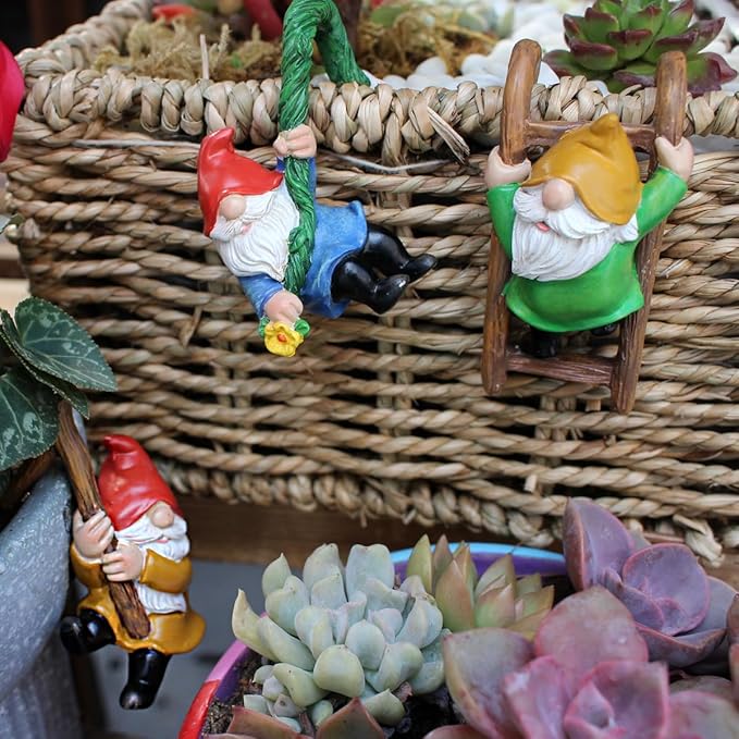 3 PCS Climbing Gnomes Tree Faces Decor Outdoor for Yard, Gnomes Statue, Outdoor Fairy Garden Resin Crafts, Flower Pot Landscape Dwarf, Micro Landscape Pendant Ornaments (3 PCS)-CasaMuseHome