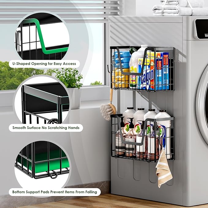 2 Set Magnetic Shelf for Fridge, Potato & Onion Storage Bins, Magnetic Fruit Basket for Refrigerator Pantry Kitchen Counter Laundry, Magnetic Fridge Organizer Spice Snacks Magnet Fridge Shelf-CasaMuseHome