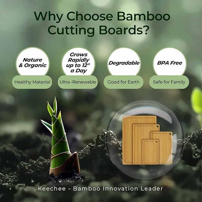 4-Pcs Natural Wood Cutting Board Set Kitchen Tools with Juice Groove, Wooden Chopping Board for Meat, Fruit, Vegetables & Cheese (Pre Oiled, Natural)-CasaMuseHome