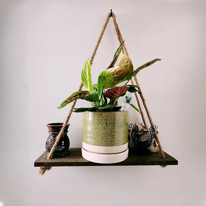 6 Inch Plant Pots, Ceramic Planter Pot with Drainage Hole & Saucer, Indoor/Outdoor Cylinder Round Planter Pot, Green & Beige-CasaMuseHome