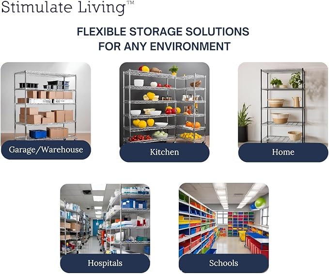 60"x24"x72" PRIME HEAVY DUTY Chrome 4-Tier Wire Shelving NSF 2400 LBS MAX Capacity Storage Rack for Commercial, School, Home, Garage, Warehouse, Industrial, and Hospital Uses (with Wheels)-CasaMuseHome