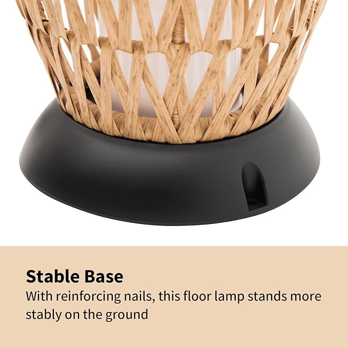 2 Pack Large Patio Solar Powered Lanterns for Garden Outdoor Decorative Floor Lamp Water-Resistant Wicker Lights for Deck Backyard-CasaMuseHome