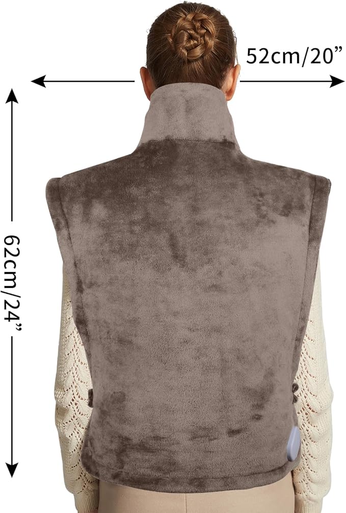 26" x 35" Flannel Neck&Shoulder&Back Heating Pad with 12 Temperature Settings&Countdown Timer, Pain Relief for Back/Neck/Shoulders/Menstrual Pain, Christmas Gifts for Women Men Mom Dad(Light Tan)-CasaMuseHome