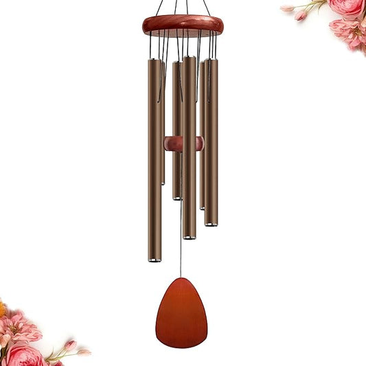28" Wind Chime for Mothers Day, Decorative Wind Chimes for Outside, Memorial Windchimes Remembrance Gift for Women Mom Grandma, Metal Wind Chimes Outdoor Decor for Garden Patio Zen(Coffee)-CasaMuseHome
