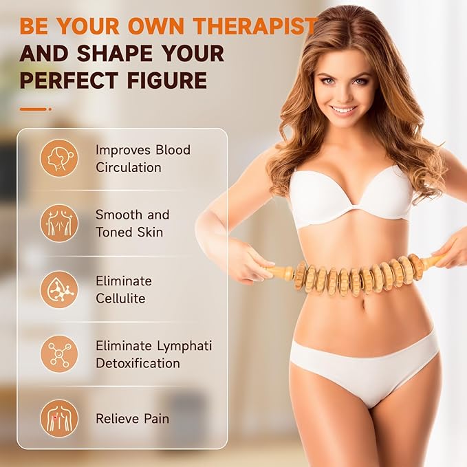 3-in-1 Wood Therapy Massage Tools Lymphatic Drainage Massager Maderoterapia Kit Wooden Gua Sha Massager Body Sculpting Tools for Muscle Pain Relief, Anti-Cellulite, Body Contouring and Shaping-CasaMuseHome