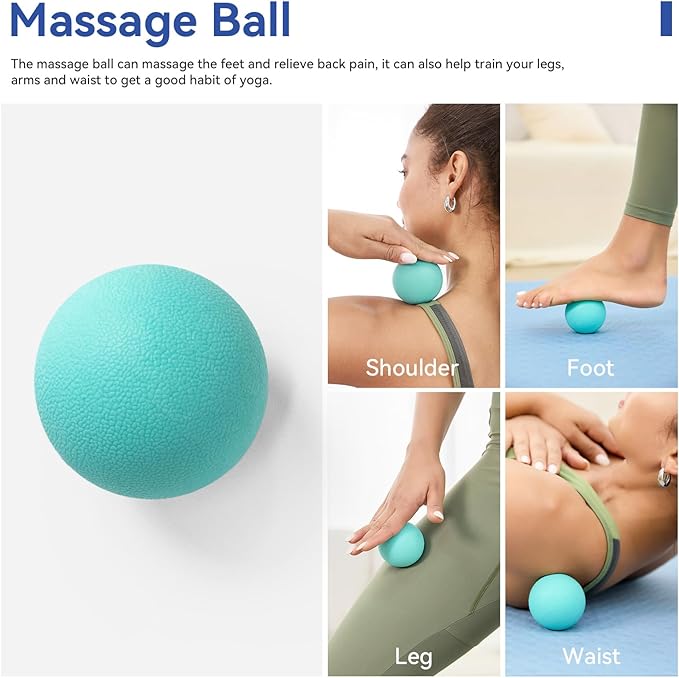 5 in 1 Foam Roller Set - Back Roller Foam, Massage Roller Stick, Massage Ball, Resistance Band for Physical Therapy & Deep Tissue Muscle Massage (Green)-CasaMuseHome