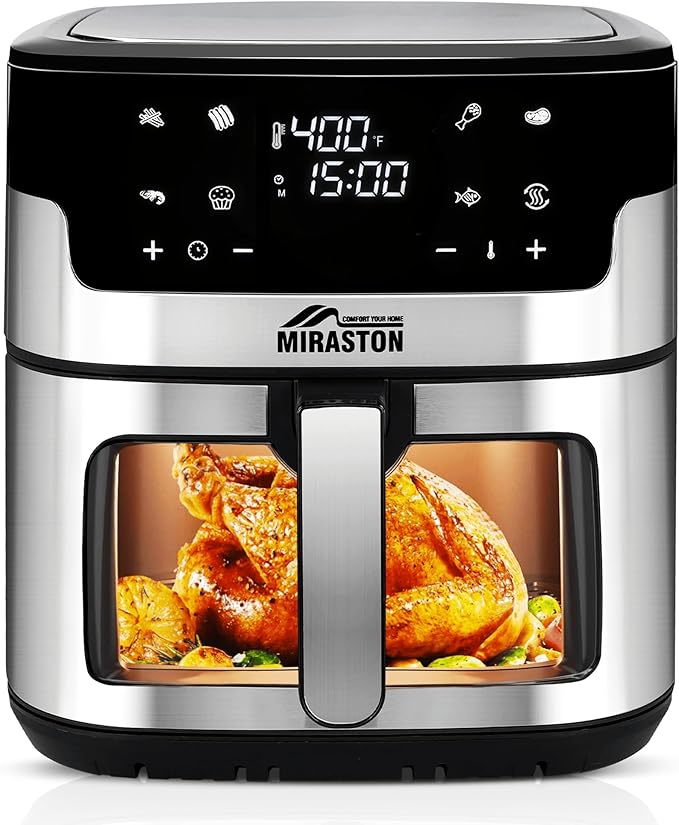 8.5QT Air Fryer, Family Size Digital Air Fryers, Nonstick Square Basket, Smart Touchscreen with 8-Preset, Air Frying, Reheat Leftovers, Party Food, Fast Cooking, Dishwasher-Safe, for Kitchen-CasaMuseHome