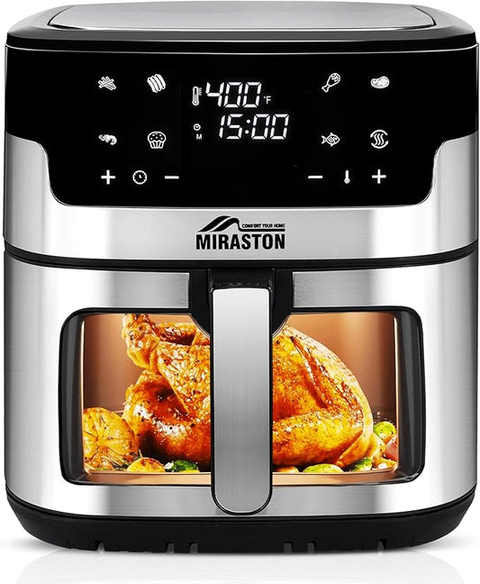 8.5QT Air Fryer, Family Size Digital Air Fryers, Nonstick Square Basket, Smart Touchscreen with 8-Preset, Air Frying, Reheat Leftovers, Party Food, Fast Cooking, Dishwasher-Safe, for Kitchen-CasaMuseHome