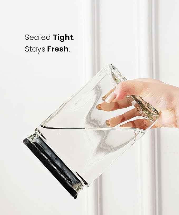 27 oz Glass Storage Jars with Bamboo Lid, set of 6, glass canisters with airtight lids, Clear jars with lids for Cookie, Candy, Tea, Coffee Bean and Rice, Black-CasaMuseHome