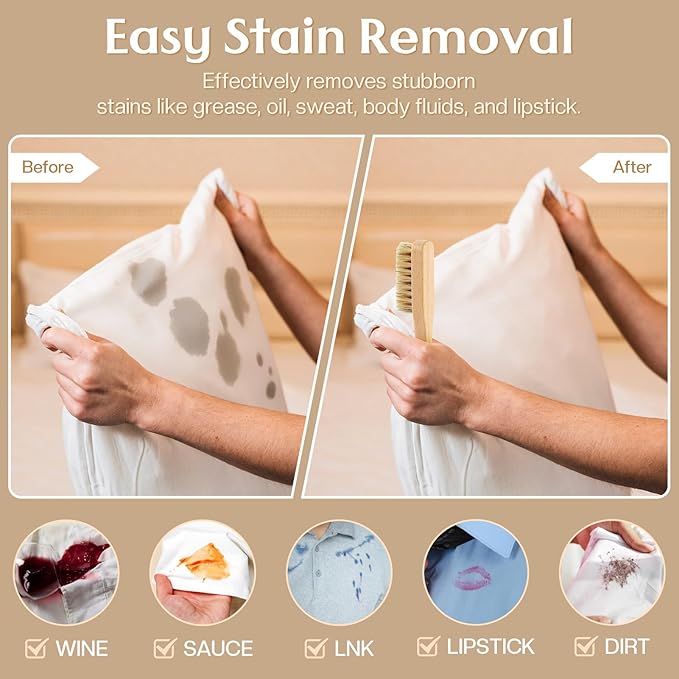 3 Pcs Wood Laundry Stain Brush Stain Remover Brushes with Boar Bristle Small Stain Brush for Clothes for Scrubbing Stains from Furniture Fabric Leather(3 Pcs D)-CasaMuseHome