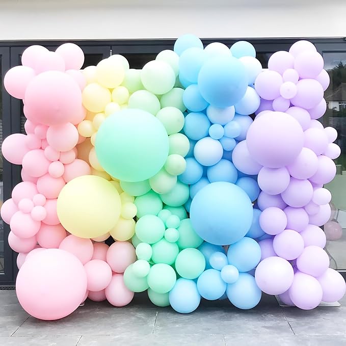 130pcs Pastel Balloons Different Sizes 18" 12" 10" 5" Macaron Latex Balloon Garland Arch Kit for Birthday Easter Baby Shower Graduation Wedding Gender Reveal Anniversary Party Decorations-CasaMuseHome