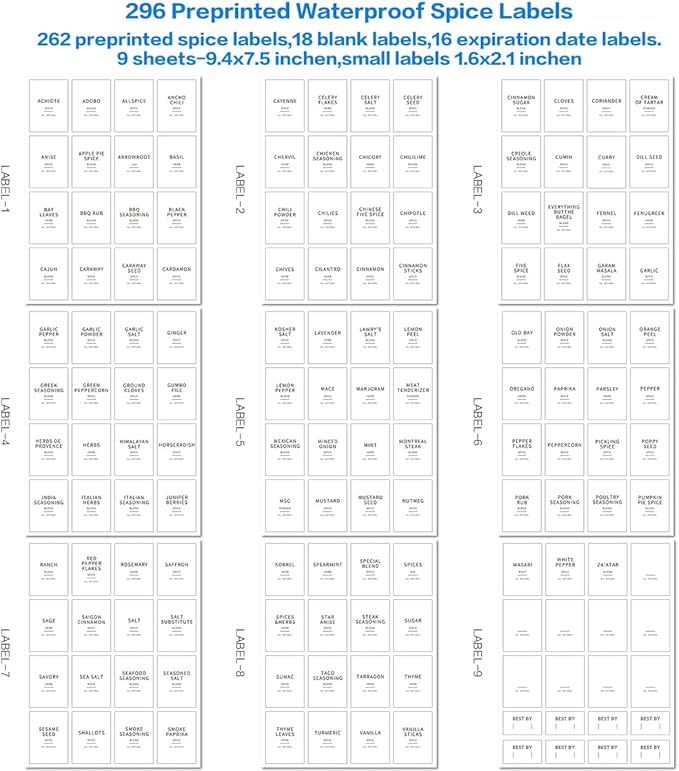 24 Pcs Glass Jars With 296 Spice Labels Preprinted of White and Black Color- 4oz Thicken(2.4mm) Empty Small Herb Seasoning Containers With Bamboo Airtight Lids-CasaMuseHome