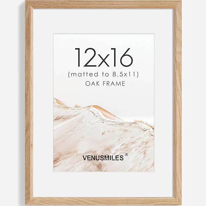 12x16 Picture Frame Natural Solid Oak Photo Frames with 8.5x11 Removable Mat Wall Hanging Large Handcrafted Frame with HD Plexiglass Wall and Tabletop Display Large Poster Frame-CasaMuseHome