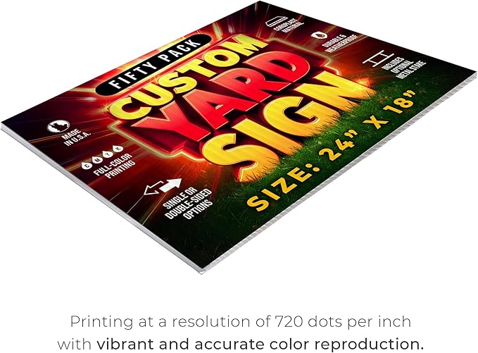 50 Pack 24"x18" Custom Yard Signs with Stakes, Personalized Yard Signs for Outdoors, Customized Full Color Print Corrugated Signs for Business-CasaMuseHome