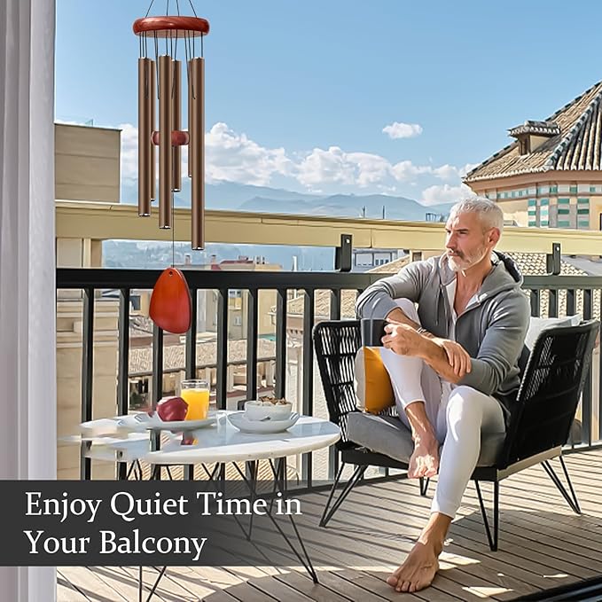 28" Wind Chime for Mothers Day, Decorative Wind Chimes for Outside, Memorial Windchimes Remembrance Gift for Women Mom Grandma, Metal Wind Chimes Outdoor Decor for Garden Patio Zen(Coffee)-CasaMuseHome