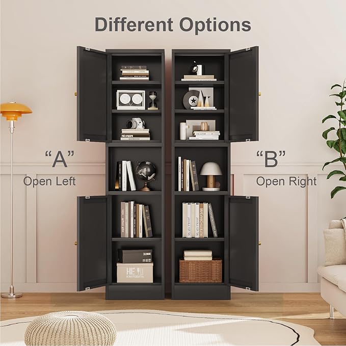 67" Tall Bathroom Storage Cabinet, Narrow Metal Floor Cabinet with 2 Doors and Adjustable Shelves, Freestanding Metal Locker for Laundry, Kitchen, Dining Room-CasaMuseHome