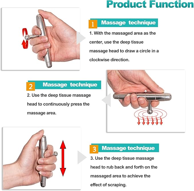 2 in 1 Trigger Points Massage Tool Stainless Steel T-Bar Deep Tissue Massage Tool for Pain Relief Full-Body Fascial Relaxation – Ideal for Shoulders, Neck, Legs, and Arms – Perfect for Sports Therapy-CasaMuseHome
