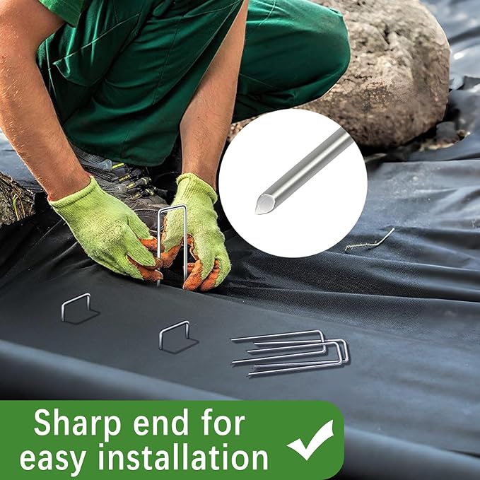 50 Pack Landscape Staples 4 Inch 12 Gauge Garden Stakes Galvanized Garden Staples Pins Anti-Rust Ground Stakes for Weed Barrier, Irrigation Tubing, Yard Lawn, Landscape Fabric-CasaMuseHome