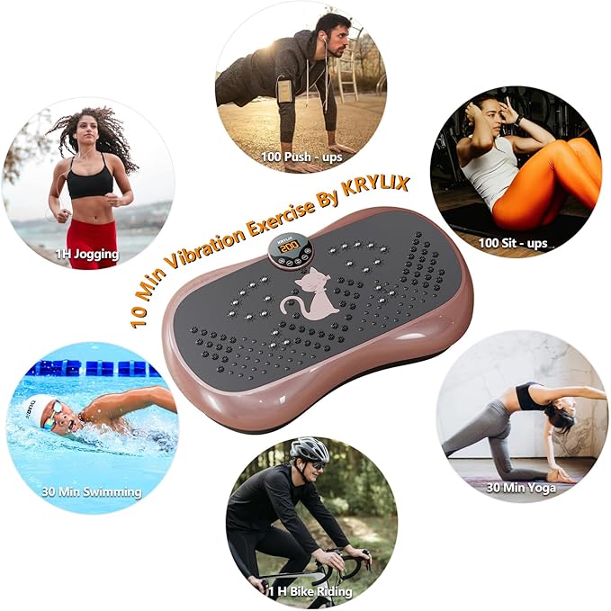 KRYLIX Vibration Plate Machine Exercise Platform for Whole Body Vibration Workout Weight Loss Lymphatic Drainage Fitness Platform Exercise Machine Vibrating Platform for Women Men
