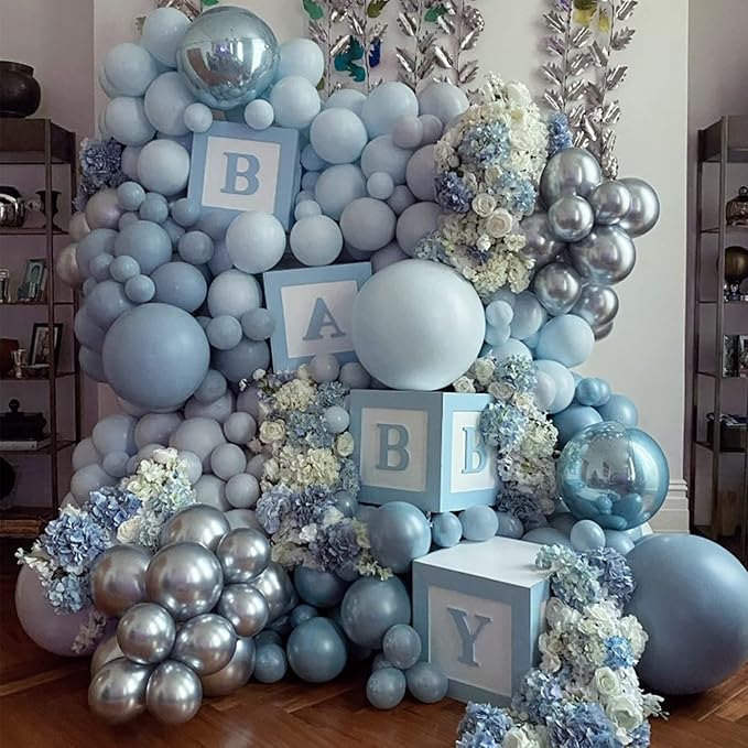 130pcs Dusty Blue Balloons Different Sizes 18" 12" 10" 5" Slate Blue Balloons for Boys Girls Baby Shower Wedding Anniversary Graduation Engagements Birthday Party Decorations-CasaMuseHome