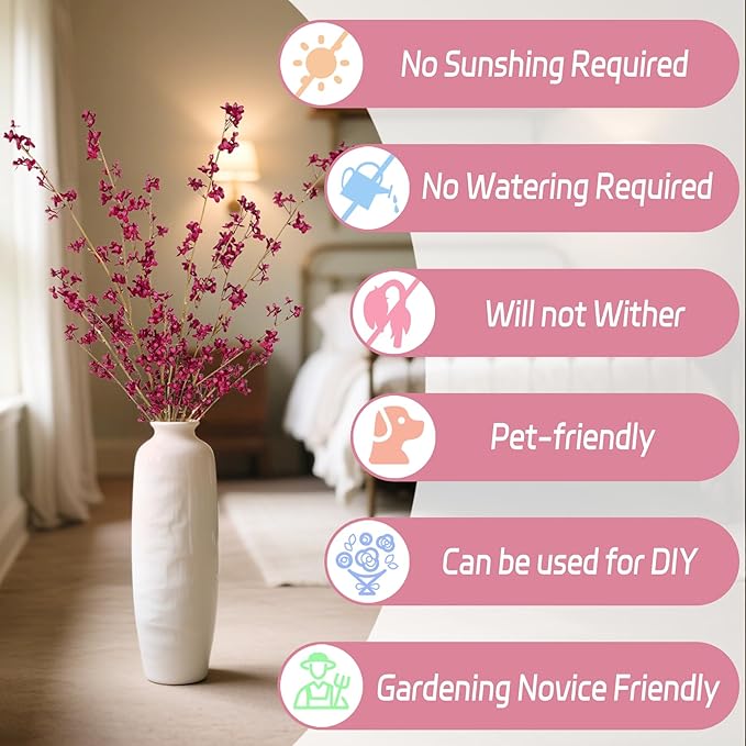 4Pcs Fake Flowers Blossom Branches Artificial Flowers for Indoor Decor, Faux Long Stem Realistic Indoor Plants for Vase Wedding Home Office Bedroom Party Table Centerpieces Decor-CasaMuseHome