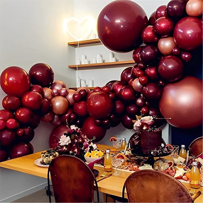 130pcs Burgundy Balloons Different Sizes 18" 12" 10" 5" Wine Red Balloons for Birthday Graduation Bride Baby Shower Wedding Decorations-CasaMuseHome