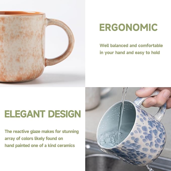 12 OZ Coffee Mugs Set of 4, Modern Ceramic Coffee Mugs Set with handle for Tea/Latte/Cappuccino/Milk/Cocoa.-CasaMuseHome