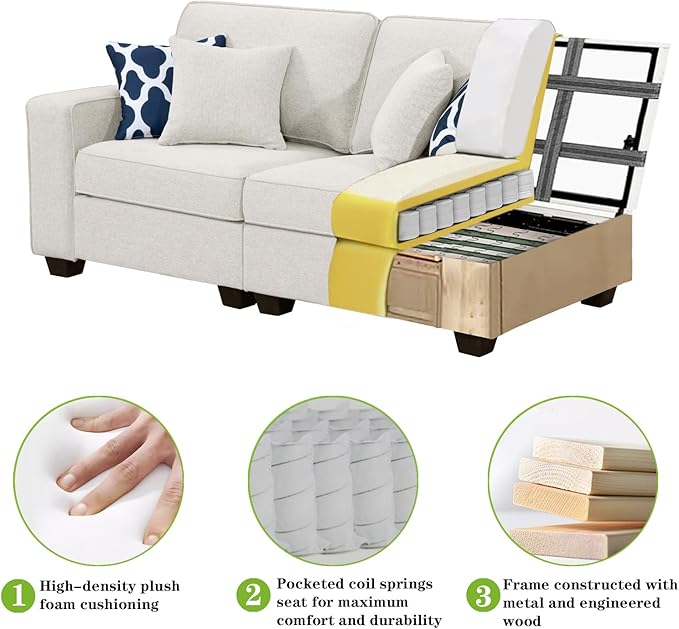 L Lengend Vansen Modular Sectional Sofa U Shaped Couch with Ottoman Modern Reversible Corner Sectional Couch for Living Room (Cream, U Shaped Sofa-3)-CasaMuseHome