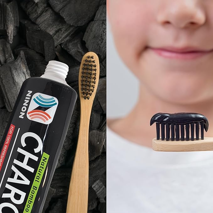 Activated Charcoal Whitening Toothpaste, Fluoride-Free, Enamel-Safe, Natural Mint Flavor, 6.5oz Tube for Stain Removal and Fresh Breath Pack of 1-CasaMuseHome