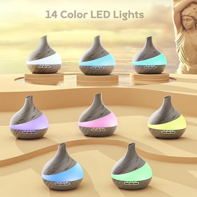 500ML Essential Oil Diffuser: Aroma Diffuser with Remote Control for Hotel Spa Yoga Room - Humidifiers for Bedroom with 14 Colors LED Night Light for Kids/Women Home Relaxation-CasaMuseHome