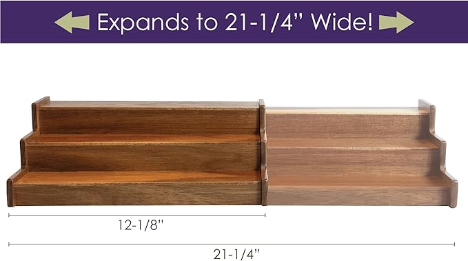 Acacia Wood 3 Tiered Spice Rack, 3 Tier Spice Organizer for Cabinet or Kitchen-CasaMuseHome