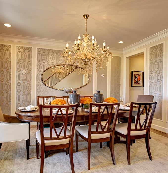 15 Light Crystal Chandelier Double Layer Flush Mount Ceiling Light Fixture with K9 Crystals for Living Room Dining Room Bedroom Luxury Hanging Lamp Lighting Fixtures-CasaMuseHome