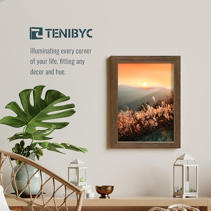 12x16 Picture Frame 3 pk, Brown Woodgrain, HD Tempered Glass, Wall Gallery Frame-CasaMuseHome