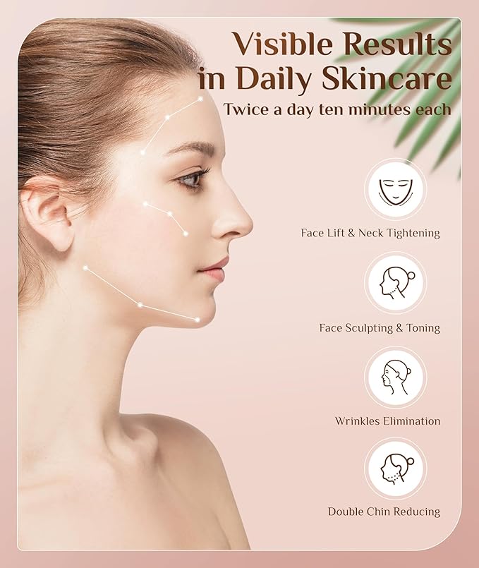 7 Color Galvanic Machines - Red Light Therapy for Face and Neck, Face Massager Tool for Wrinkles, Double Chin, Vibrating Facial Massager with Thermals, White-CasaMuseHome