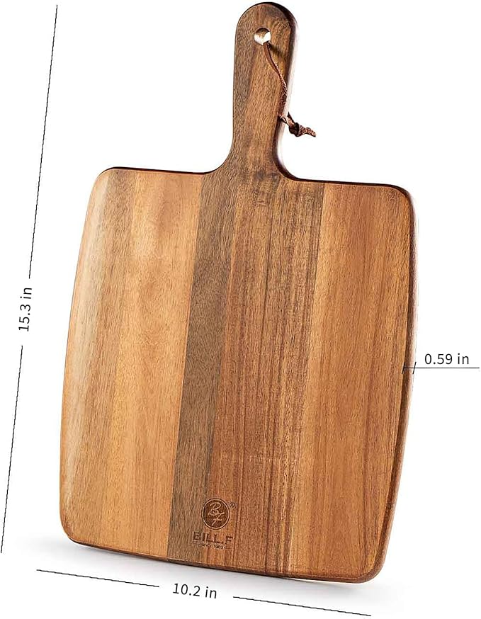 Acacia Wood Cutting Board - Wooden Kitchen Cutting Board for Meat, Cheese, Bread,Vegetables &Fruits- Charcuterie Board Cheese Serving Board with Handle (15.3"x10.2")-CasaMuseHome