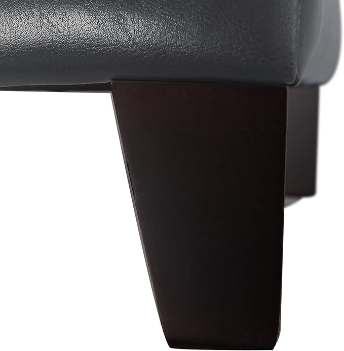 Adeco Bonded Leather Square Tufted Cubic Cube Storage Footstool, 18" Inch Ottomans & Storage Ottomans, With Lid, Dim Gray-CasaMuseHome