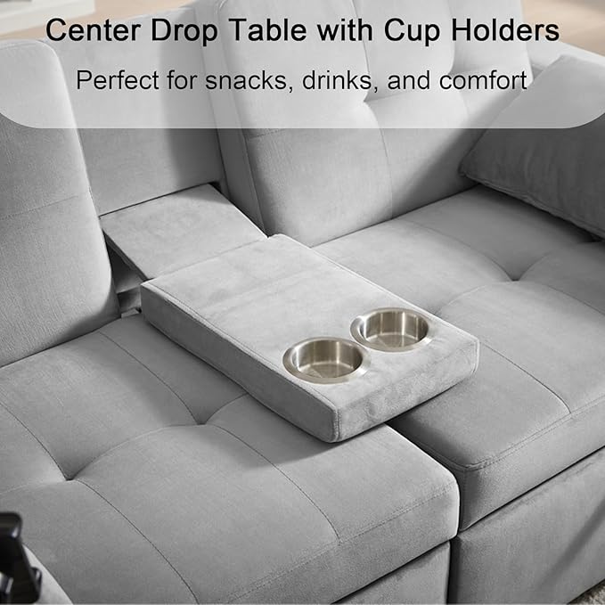 70" Queen Size Sofa Bed for Living Room – Pull-Out Sleeper Sofa Couch with Cup Holder, Phone Holder, USB Charging Port, Solid Wood Frame, Easy Assembly, Space-Saving Design for Small Apartments-CasaMuseHome