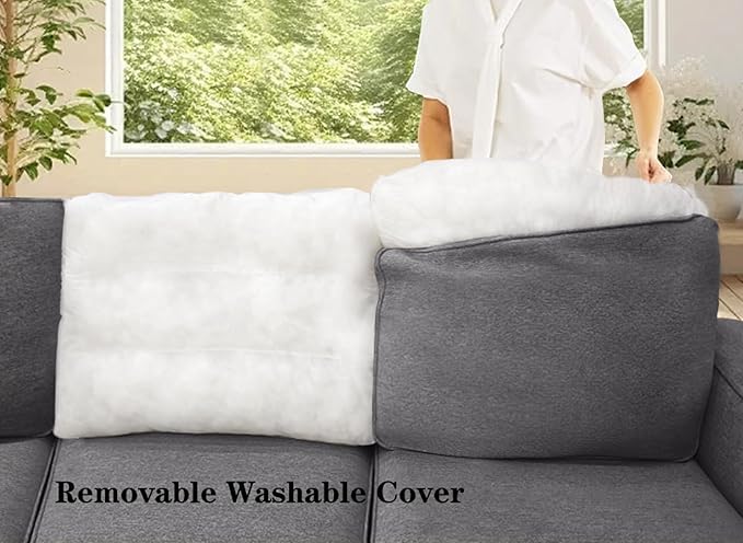 L Lengend Vansen Modular Sectional Sofa U Shaped Couch with Ottoman Modern Reversible Corner Sectional Couch for Living Room (Dark Grey, 2+3 with Ottoman)-CasaMuseHome