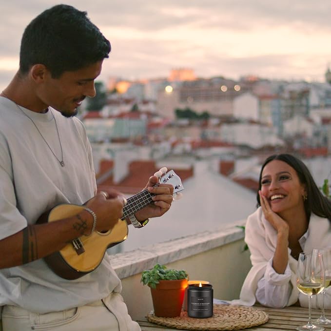 2 Pack Teakwood & Mahogany Candle | Scented Candles for Men, Man Gifts for Men - Masculine Candles - Soy Candle for Home Scented - 7oz Black Jar, Long Lasting-CasaMuseHome