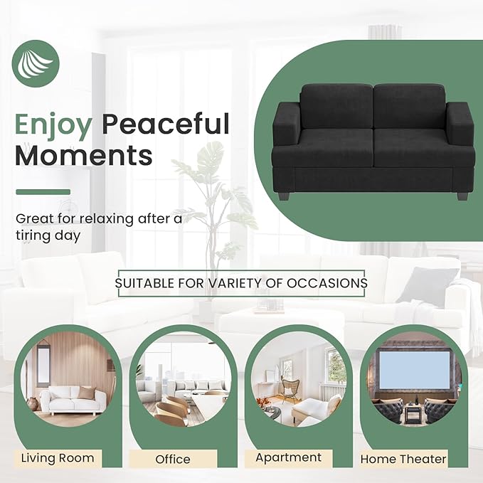 2 Piece Set Comfy Sofa Couch, 2 3-Seater Sofa with Deep Seats, Modern Sleeper Couch for Living Room, Dark Grey Chenille-CasaMuseHome