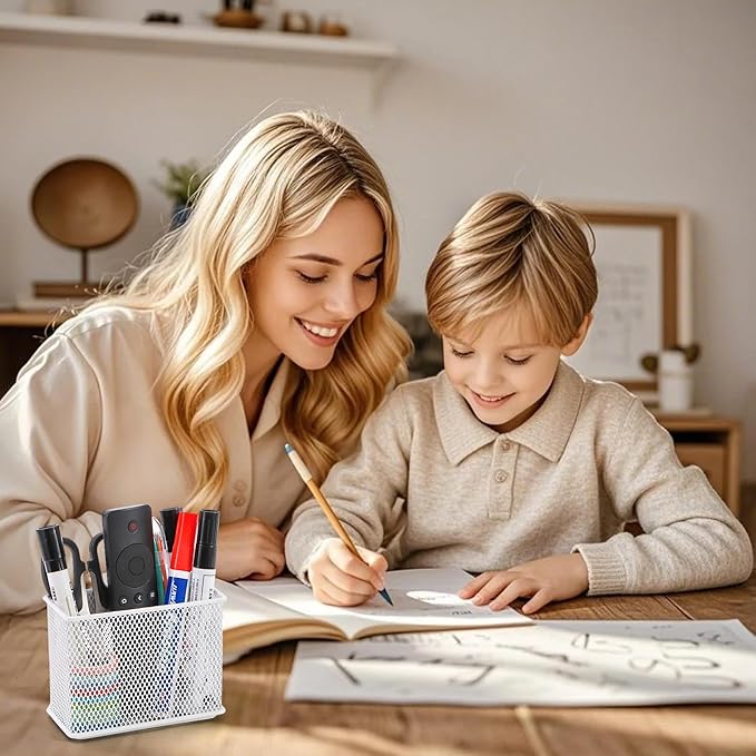 4.5'' × 2.2'' × 3.5'' Magnetic Basket for Whiteboard White Magnetic Basket for Fridge Magnetic Organizer Holder with 4 Strong Magnets Magnetic Holder for Refrigerator Locker-CasaMuseHome