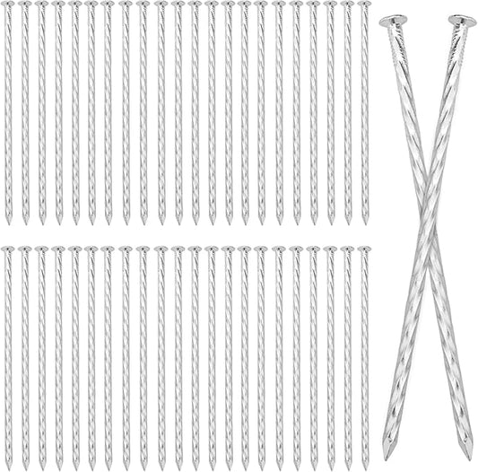 60 PCS 8 Inch Spiral Metal Galvanized Landscape Spikes, Galvanized Non-Rust Metal Garden Stakes, Garden Nails for Artificial Turf, Weed Barrier, Tent, Carpentry and More, by GENHAKON.-CasaMuseHome
