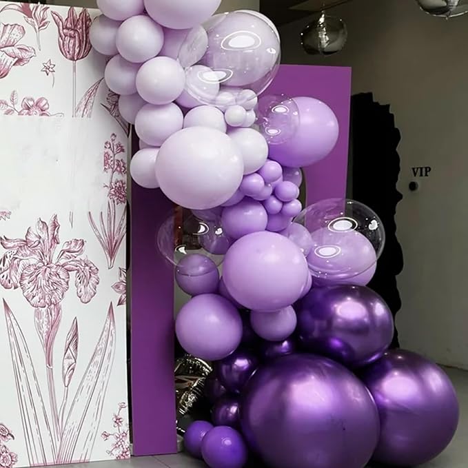 130pcs Metallic Purple Balloons Different Sizes 18" 12" 10" 5" Chrome Purple Latex Balloon Garland Arch Kit for Birthday Baby Shower Graduation Wedding Gender Reveal Party Decorations-CasaMuseHome