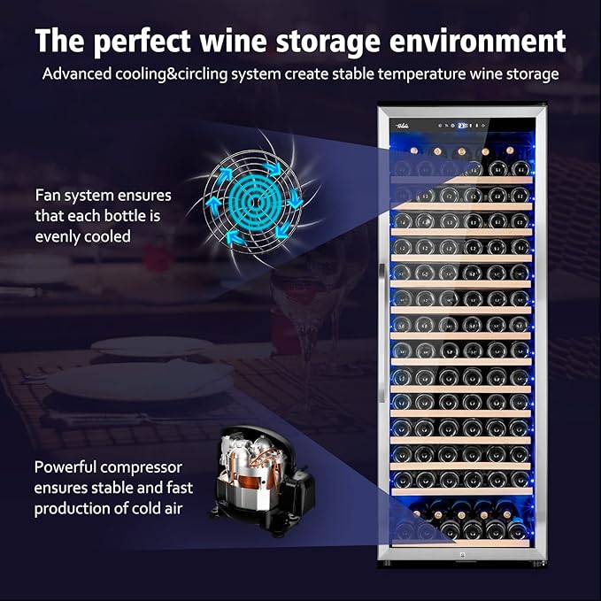 24 Inch Wine Cooler Refrigerator, 179 Bottles Professional Wine Cellars with Powerful Compressor,Quiet Operation and Elegant Design for The Wine Lovers-CasaMuseHome